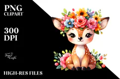 Vibrant Flower Crown Deer | Cartoon Style Product Image 2