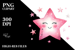 Watercolor Smiling Star PNG Product Image 2
