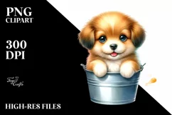 Cute Colorful Puppy Bucket Splash | Sublimation | Clipart Product Image 1