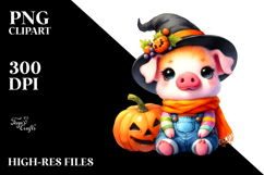 Cute Baby Pig in Halloween Costume PNG Product Image 2