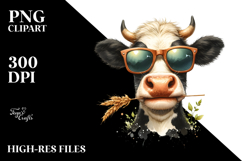 Cow with Sunglasses and Flower, Transparent PNG Product Image 2