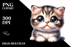 Funny Baby Cat with Huge Eyes PNG Product Image 3