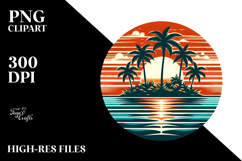 Vintage Tropical Island Sunset PNG Product Image 2