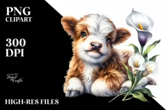 Watercolor Highland Cow with Calla Lily | Sublimation | Product Image 3