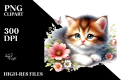 Sleeping Kitten on Flower Digital Watercolor Product Image 2