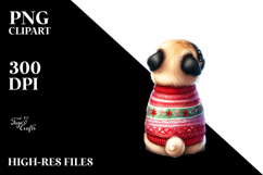 Cute Watercolor Pug with Christmas Decorations Product Image 2