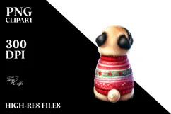 Cute Watercolor Pug with Christmas Decorations Product Image 2