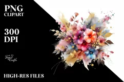 Gold Foil Impatiens Bouquet | Sublimation | Clipart Product Image 3