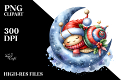 Cute Baby Snail Sleeping on the Moon PNG Product Image 2