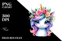 Cute Unicorn with Floral Wreath Product Image 2