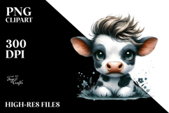 Funny Cow with Cool Hair PNG Product Image 2