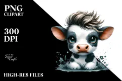 Funny Cow with Cool Hair PNG Product Image 2