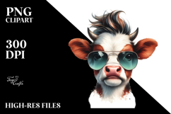 Funny Baby Cow with Cool Hair, PNG Product Image 2
