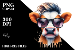 Funny Baby Cow with Cool Hair, PNG Product Image 2