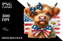 Highland Cow with Bow | Happy Daisy Clipart Product Image 1