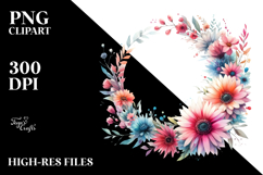 Colorfull Gerbera Floral Frame PNG Product Image 2