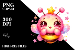 Colorful Baby Bee Adorned with Star, PNG Product Image 2