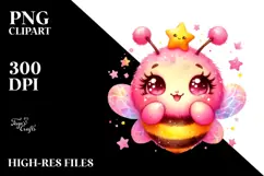 Colorful Baby Bee Adorned with Star, PNG Product Image 2