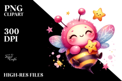 Colorful Baby Bee Adorned with Star, PNG Product Image 2