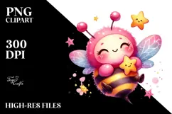 Colorful Baby Bee Adorned with Star, PNG Product Image 2