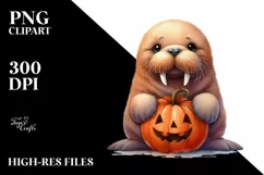 Cute Baby Walrus Watercolor PNG Product Image 1