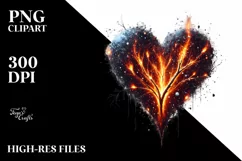 Simple Distressed Heart made of Fire and Ice Product Image 2