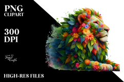 Vibrant Lion with Abstract Floral Body PNG Product Image 2