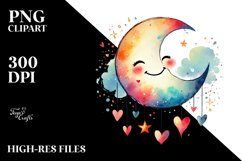 Smiling Half Moon with Hearts PNG Product Image 2
