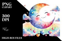 Colorful Moon with Hearts, Transparent PNG Product Image 2