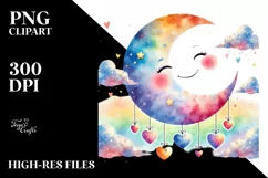 Colorful Moon with Hearts, Transparent PNG Product Image 2