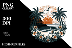 Vintage Island Sun Clipart Product Image 2