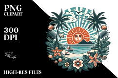 Vintage Tropical Island Sun PNG Product Image 2