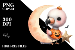 Washed Watercolor Flamingo for Halloween, High-Res PNG Product Image 2