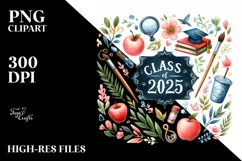 Class of 2025 Watercolor Clipart Product Image 1