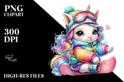 colorful Baby Unicorn Snowboarder Product Image 3