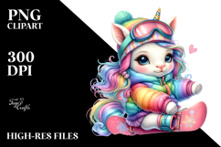colorful Baby Unicorn Snowboarder Product Image 2