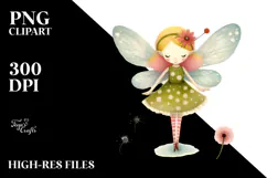 Retro Quirky Watercolor Fairy PNG Product Image 2