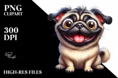 Funny Crazy Pug with Popping Eyes | Sublimation | Clipart Product Image 3
