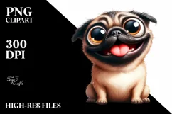 Funny Crazy Pug with Popping Eyes | Sublimation | Clipart Product Image 1