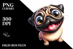 Funny Crazy Pug with Popping Eyes | Sublimation | Clipart Product Image 3