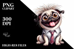 Funny Crazy Pug with Popping Eyes | Sublimation | Clipart Product Image 3