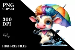 Happy Running Cow, Transparent PNG Product Image 3