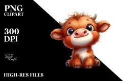 Highland Cow Baby Face PNG Product Image 1