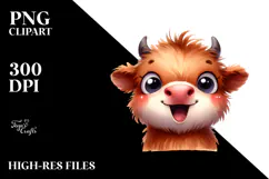 Highland Cow Baby Face PNG Product Image 2