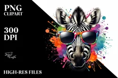 Quirky Colorful Zebra Art Sunglasses Clipart Product Image 3