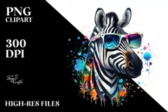 Quirky Colorful Zebra Art Sunglasses Clipart Product Image 3