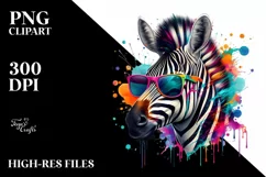 Quirky Colorful Zebra Art Sunglasses Clipart Product Image 1