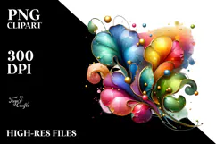 Colorful Glossy Sweet Pea, Abstract PNG Product Image 2