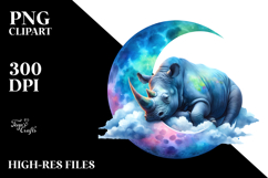 Rhino Sleeping on the Moon PNG Product Image 2