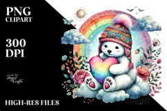 Boho Baby Polar Bear with Heart PNG Product Image 2